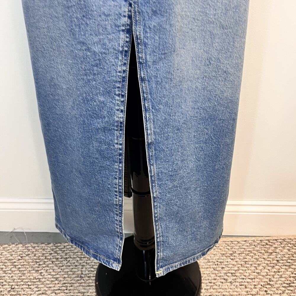 GAP Women's Long Maxi Denim Jean Skirt size 10 30 Front Slit Stretch Boho Hippie - Picture 4 of 7